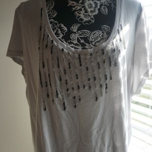 Plus size top with beads detail